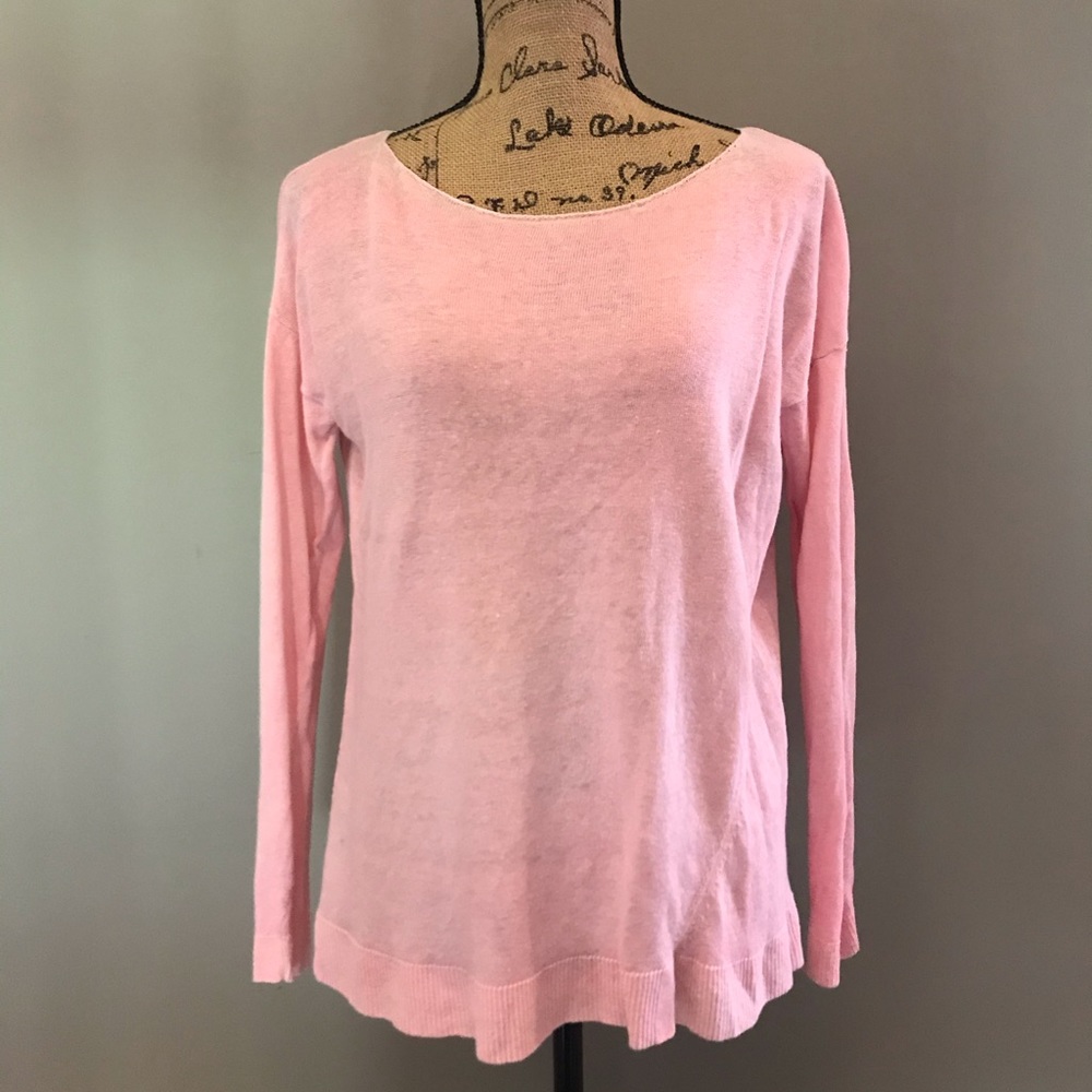 Lilly Pulitzer Pink crew neck linen sweater/ top M